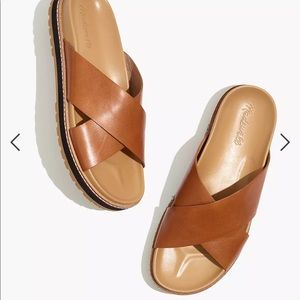 Madewell Womens The Dayna Brown Patty Crisscross Lugsole Slide Sandals Size 8.5